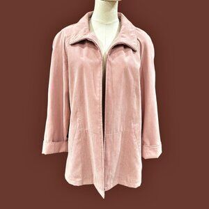 London Fog Womens Lightweight Zip-up Jacket Blazer Size M Petite Pink Lined